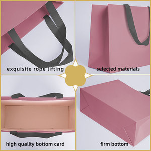 Sacchetti di Carta di Lusso Personalizzati con Logo per Abbigliamento, Buste Rosa Opache per Boutique con Manici a Nastro - Product Image 3