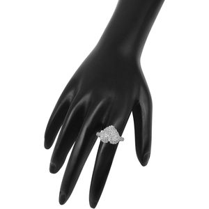 Heart Dome Diamond <b>Ring</b> 0.77 Cttw Round Cut Pave <b>Set</b> Natural White Diamond For Women Engagement Style 925 <b>Silver</b> - Product Image 4