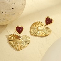 N&S Classic Valentijnsdag Geometrische Herdenkingsjuwelenset van RVS met 18K verguld goud voor dames: ketting, hanger en oorbellen