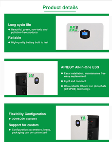 تخزين منزلي 48 فولت حزمة بطارية ليثيوم Lifepo4 الكل في واحد 5.5 فولت 12 كيلو واط ساعة 100 أمبير/ساعة تخزين طاقة منزلية محمية 10 كيلو واط/ساعة - Product Image 4