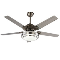 Ventilateur de plafond en fer de 52 pouces avec lumières LED, 5 pampilles de style moderne pour chambre/salon, ventilateur électrique 220V avec télécommande et variateur d'intensité