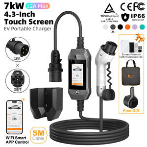 Chargeur mobile pour véhicules électriques Feyree 7 kW GBT, courant réglable 32 A, câble de 5 m, chargeur rapide pour véhicules électriques chinois avec mises à niveau du micrologiciel OTA - Product Image 1