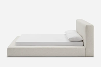Lit de luxe design pour chambre à coucher, mobilier d'intérieur, lit double avec base en bois et tissu doux