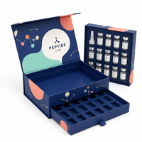 Boîtes d'emballage rigides magnétiques avec logo personnalisé, pelliculage mat et doublure en mousse pour le stockage de flacons de peptides cosmétiques de 2 ml/3 ml