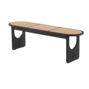 Taburetes largos con patas de <span class=keywords><strong>madera</strong></span> maciza de roble de estilo nórdico, Banco de ratán para sala de estar <span class=keywords><strong>y</strong></span> comedor - Product Image 5