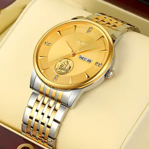 New Luxury design Hip Hop Cuban Men Quartz Watch 18k Gold Plated Stainless Steel Hiphop Bling Full Diamonds Mens Iced Out Watch