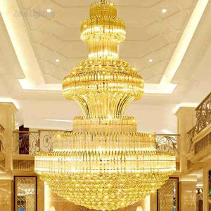 Đèn chùm pha lê lớn sang trọng tùy chỉnh, đèn led cầu thang, đèn trang trí tiệc cưới, đèn chùm quả cầu pha lê lớn - Product Image 2