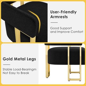 Set di 2 Poltrone Moderne in Velluto Nero e <span class=keywords><strong>Oro</strong></span> con Schienale Curvo e Gambe in Metallo per Soggiorno, Camera da Letto, Ufficio - Product Image 6