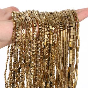 Golden <strong>Black</strong> Real Gold Hematite Semi-finished Beaded Accessory Pendant Natural Stone <strong>Round</strong> Gemstone <strong>Beads</strong> for Earrings - Product Image 1