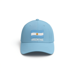 Gorra de Béisbol Unisex de Algodón con 6 Paneles, Logotipo Bordado Personalizado de la Bandera de Argentina, Visera Curva - Product Image 1