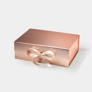 Custom nastro di lusso in oro rosa fascio di capelli prodotto e gli accessori parrucca scatola di imballaggio all'ingrosso