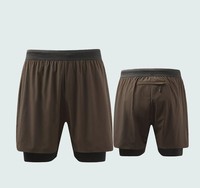 Shorts de sport décontractés pour hommes, taille mi-haute, 2-en-1 avec doublure de compression, séchage rapide, pour la gym, la course, le yoga et le quotidien