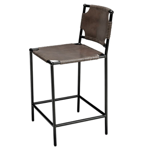 Asher Counter  Iron/Steel and Animal Hyde/Hide/<b>Leather</b> Durable High Bar <b>Stool</b> for Home Bar & Dining Room - Product Image 2