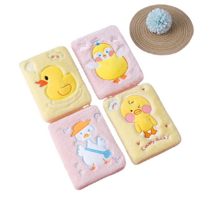 Wholesale Custom Korean & Japan Cute Duck Pink Velvet Diary Journal Mini Kawaii Planner Notebook with Lock School Stationery