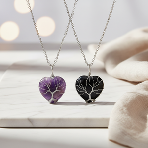 Vente en gros de pendentifs en cristal naturel en forme de lune et de cœur, pierre de cristal de guérison, arbre de vie enroulé pour collier de bricolage, cadeau de bijoux - Product Image 1