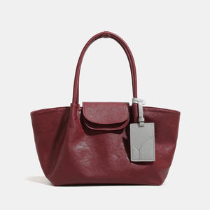 小众红色大容量休闲手提包女2025秋冬新款高端通勤手提包双根涤纶 - Product Image 2