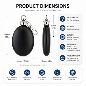 ขวดเหล้าพกพาสแตนเลสขนาด 90 มล. พร้อมพวงกุญแจ  แบบมีโลโก้สั่งทำได้ - Product Image 3