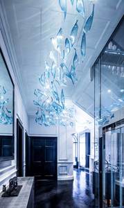 Luminaire de Plafond Soufflé Led Teinté Déco Suspendu Grands Lustres d'Art Lampe en Osier Moderne Cristal Orme Suspension Luminaires - Product Image 4