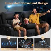 Sofá Reclinable Eléctrico para RV, Sofá de Dos Plazas con Consola, Asientos para Cine en Casa con Altavoz y Luz LED