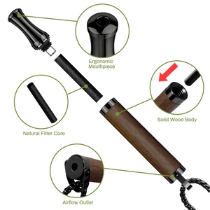 Collier respirant artisanal en noyer foncé et acier noir, à la menthe verte, non électrique, sans nicotine, compagnon quotidien - Product Image 3
