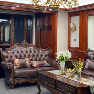 أريكة فاخرة من الجلد الطبيعي عالي الجودة بتصميم قطاعي على الطراز الأوروبي، مصنوعة من جلد البقر الفاخر، ثلاثية المقاعد لغرفة المعيشة - Product Image 4