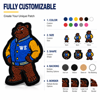 Meilleures ventes : Grandes écussons personnalisés en chenille avec logo, brodés, motifs animaux (ours), thermocollants pour vêtements