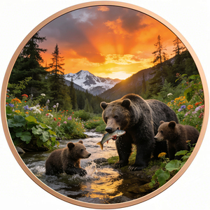 Moneda de Cobre Puro 999 de 1 Troyoz, Colorida, con Relieve Ultra Alto, Tema de Oso Pardo, Lingote Conmemorativo Personalizado para Colección - Product Image 1