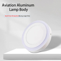 Vente en gros de lampes LED bicolores en aluminium plafonnier à surface ronde pour intérieur, panneau lumineux carré RVB mince à intensité variable