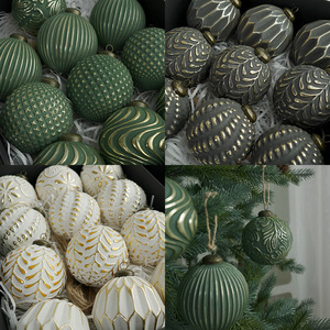Juego de 12 Adornos Navideños Modernos Hechos a Mano y Ecológicos de 8 cm, Decoraciones Colgantes en Caja, Adornos para Árboles, Decoración Navideña para el Hogar - Product Image 2