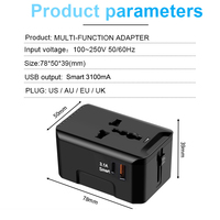 Nouvel adaptateur de voyage universel pour prise Europe Schuko prise de courant Type C chargeur rapide 3.1A adaptateur de voyage