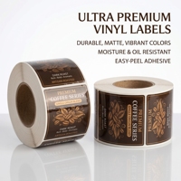 Étiquettes autocollantes en vinyle brillant pour rouleaux de café, étiquettes pour gobelets et bouteilles, étiquettes imperméables pour emballages de produits