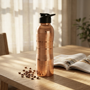 Bouteille en cuivre antirouille, bouteille à rabat en cuivre pur pour la maison, l'école, le bureau, bouteille d'eau en cuivre pur à 100%, à rabat, étanche - Product Image 1