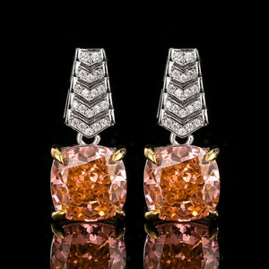 Fashion Eco-friendly Copper Sparkling Statement 12*12/10*10mm Iced Out Cubic Zirconia Necklaces <b>Earrings</b> Ring Jewelry Sets - Product Image 5