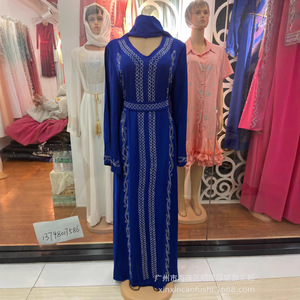 Dubai thanh lịch dài váy áo thun ăn mặc cho cộng với kích thước hồi giáo satin Hot kim cương phong cách và mỏng làm bằng polyester - Product Image 4