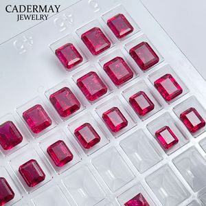 Cadermay Synthetic Ruby Gemstones Emerald Cut Loose Stone For Jewelry Making - Product Image 1