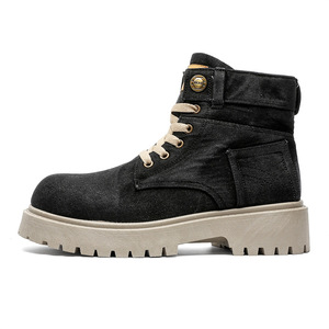 Bottes <span class=keywords><strong>Martin</strong></span> pour hommes, <span class=keywords><strong>style</strong></span> britannique, en denim, montantes, rétro, pour <span class=keywords><strong>moto</strong></span>, à plateforme, <span class=keywords><strong>style</strong></span> utilitaire - Product Image 5