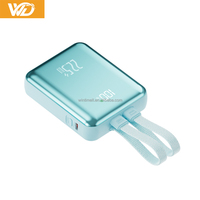 Nouvelle mini batterie externe électronique 10000 mAh, mince et portable, avec câble USB-C, Powerbanks 10000 mAh