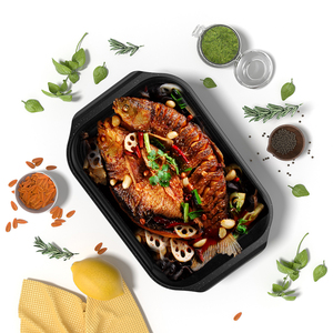 Sartén Cuadrada de Aleación de Aluminio Compatible con Cocina de Inducción con Tapa de Vidrio, Asador de Pavo Antiadherente para Cocinar al Aire Libre - Product Image 4