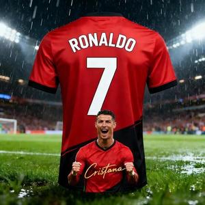 Ronaldo 7 AI Football Jersey Fan Edition Atasan Latihan Sepak Bola untuk Dewasa dan Anak-anak Pakaian Olahraga Kasual Nyaman Musim Panas - Product Image 5