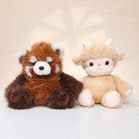 Ensemble de jouets en peluche douce de la série Running : Adorables animaux en peluche (éléphant, panda, cochon, vache, renard) – Poupées mascottes de dessins animés – Cadeau d'anniversaire pour enfants