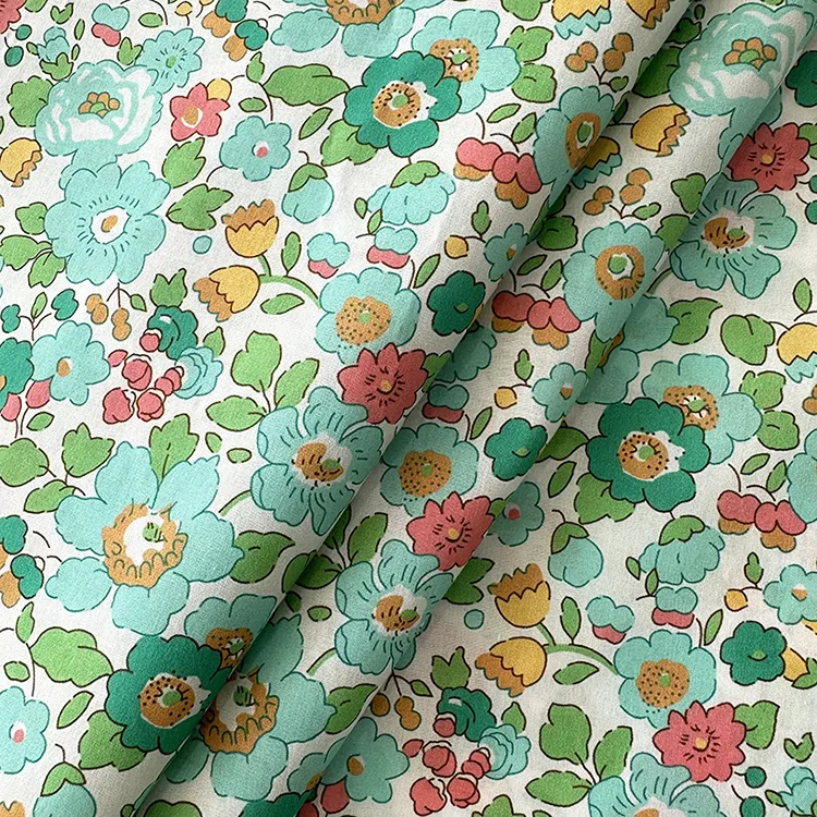 Liberty London coton pelouse Betsy bleu vert 100% coton Voile tissu vert Design numérique imprimé coton tissu pour robe