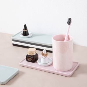 Plateau multifonction en céramique - Gobelet rectangulaire pour rince-bouche, rangement salle de bain et toilettes, assiette à gâteaux et sushis - Design moderne et minimaliste - Product Image 4