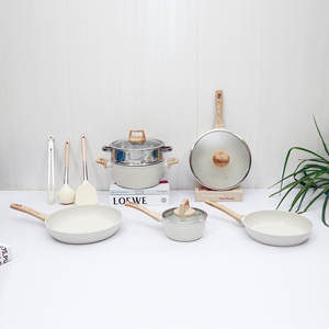 Ensemble de Casseroles et Poêles de Cuisine Antiadhésives en Aluminium Moulé, Batterie de Cuisine Aspect Granit avec Fond à <span class=keywords><strong>Induction</strong></span> - Product Image 4