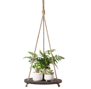 Étagère <span class=keywords><strong>suspendue</strong></span> pour plantes Offre Spéciale ronde <span class=keywords><strong>corde</strong></span> en bois <span class=keywords><strong>suspendue</strong></span> étagère flottante Vintage décor à la maison affichage jardinière support - Product Image 1