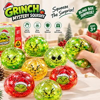 Vente en gros Jouet Squishy Mystère Grinch de Noël, Gelée Pailletée à Remontée Lente, Anti-stress, Boîte Surprise, Cadeau, Personnalisation OEM