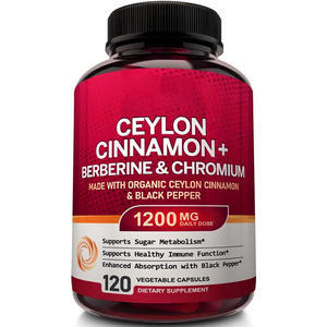 Vegan suplemen serat makanan kayu manis berin HCL kapsul dukungan gula darah sehat - Product Image 1