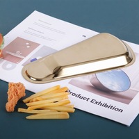 Plateau en acier inoxydable 304, plat en forme d'éventail, repose-cuillère, pinces à nourriture, pinces de buffet dorées, porte-couverts, assiette, compatible micro-ondes