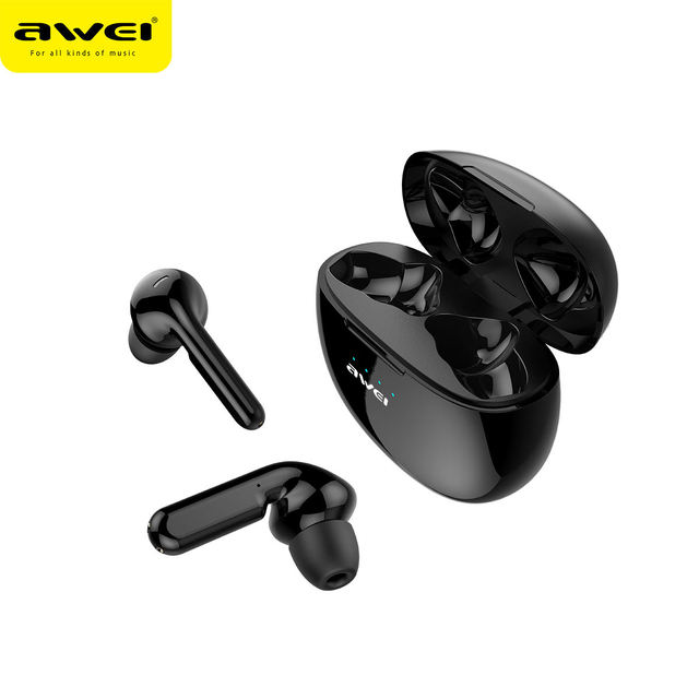 AWEI T15 TWS Earbuds True Wireless Stereo Sports Earphones with LED Battery Indicator Mic In-Ear Headphone Form Factor