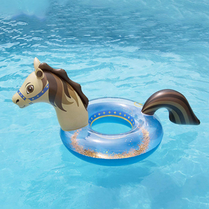 Bouée gonflable en vinyle durable avec paillettes, en forme de cheval à bascule, pour adultes et adolescents, idéale pour les fêtes d'été - Product Image 3