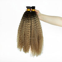 VMAE Vente en gros Cuticule bouclée afro alignée vierge crue racine foncée Ombre Highlight Color Blond I K Tip Extensions de cheveux humains